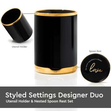 Stylish Black and Gold Utensil Holder for Your Kitchen