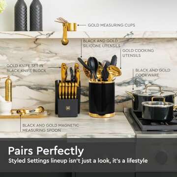 Stylish Black and Gold Utensil Holder for Your Kitchen