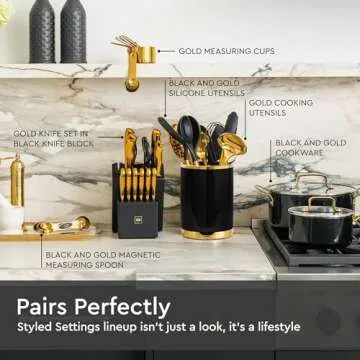 Stylish Black and Gold Utensil Holder for Your Kitchen