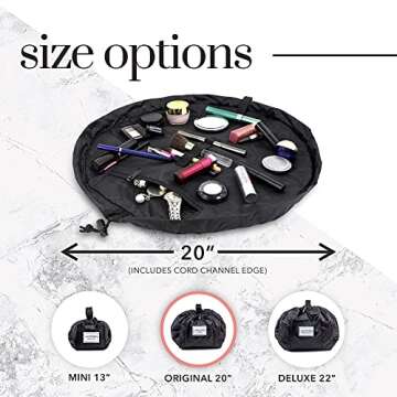 Lay-n-Go Cosmo Drawstring Makeup Bag Organizer, Water-Resistant Cosmetic Pouch for Travel, Stylish & Durable Toiletry Bag, Machine Washable, Large Capacity, 20-Inch, Metallic Gold