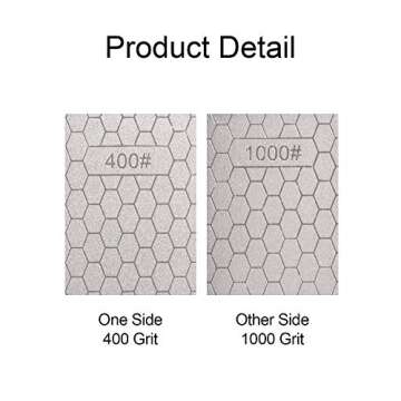 S SATC Diamond Sharpening Stone 2 Side Grit 400/1000 Diamond Plate Honing Stone 8-inch Hone Sharpener White