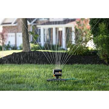 Melnor 65131AMZ MiniMax Turbo Oscillator Sprinkler, 4000 sq. ft., 4-Way Adjustable, Quick Connect Bundle, Black, Yellow