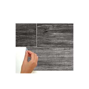 RoomMates RMK3701GM Black Distressed Barn Wood Plank Peel and Stick Wall Decals