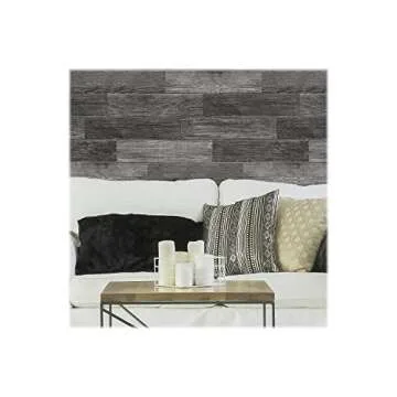 RoomMates RMK3701GM Black Distressed Barn Wood Plank Peel and Stick Wall Decals