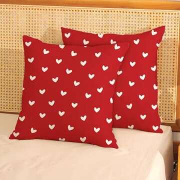 Valentine's Decor Pillow Covers 18x18 Pack of 2 Red Love Heart Throw Pillow Covers,Wedding Valentine...
