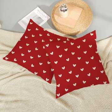 Valentine's Decor Pillow Covers 18x18 Pack of 2 Red Love Heart Throw Pillow Covers,Wedding Valentine's Day Mother's Day Anniversary Pillowcase Linen Cushion Case Decoration for Sofa Couch Bed