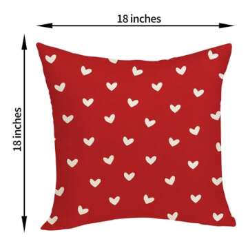 Valentine's Decor Pillow Covers 18x18 Pack of 2 Red Love Heart Throw Pillow Covers,Wedding Valentine's Day Mother's Day Anniversary Pillowcase Linen Cushion Case Decoration for Sofa Couch Bed