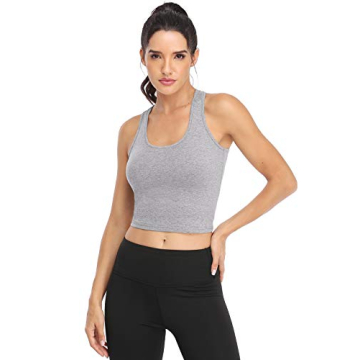 Joviren Women's Cotton Crop Tank Top 4-Pack Soft Stretchy