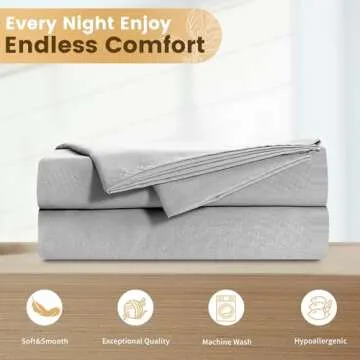 Bedlifes King Sheet Set- Cooling Sheets-Ultra Soft-Silky-Breathable-Deep Pocket- 1800 Series Bedding Set Microfiber- Grey Bed Sheets King Size 4 Pieces