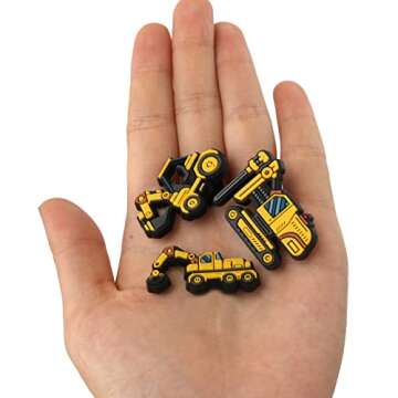 mortd Construction Shoe Decoration Charms, 23 PCS Excavator Bulldozer Truck Helmet Shoe Charm for Shoe Wristband Clog Sandals Decor, PVC Shoe Charm Accessories for Party Favor Holiday Birthday Gifts