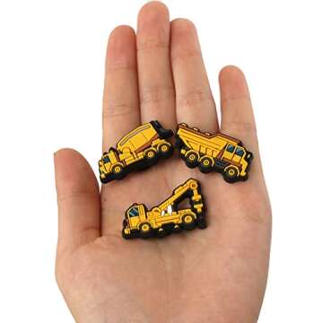 mortd Construction Shoe Decoration Charms, 23 PCS Excavator Bulldozer Truck Helmet Shoe Charm for Shoe Wristband Clog Sandals Decor, PVC Shoe Charm Accessories for Party Favor Holiday Birthday Gifts