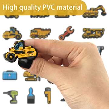 mortd Construction Shoe Decoration Charms, 23 PCS Excavator Bulldozer Truck Helmet Shoe Charm for Shoe Wristband Clog Sandals Decor, PVC Shoe Charm Accessories for Party Favor Holiday Birthday Gifts