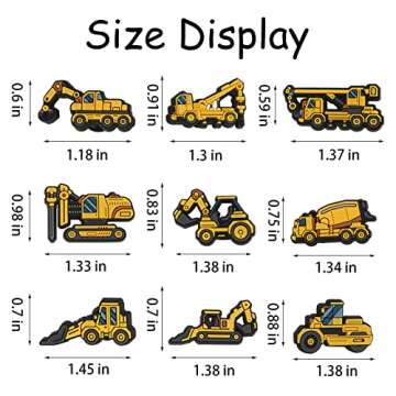 mortd Construction Shoe Decoration Charms, 23 PCS Excavator Bulldozer Truck Helmet Shoe Charm for Shoe Wristband Clog Sandals Decor, PVC Shoe Charm Accessories for Party Favor Holiday Birthday Gifts