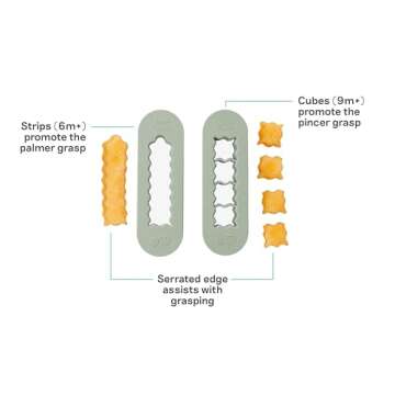 ezpz Baby Led Weaning Food Cutters | 2 Pack | For Ages 6 Months to 9 Months + (Sage)