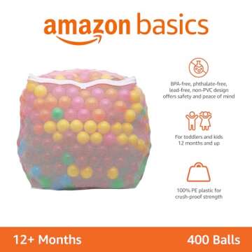 Amazon Basics Crush-Proof Plastic Ball Pit Balls - Pack of 400 for Kids Indoor Fun