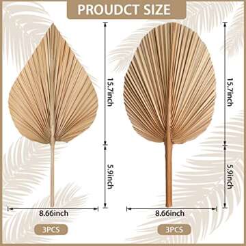 Natural Dried Palm Leaves Boho Palm Leaves Decor Heart Round Shape Palm Fans Tropical Palm Leaves De...