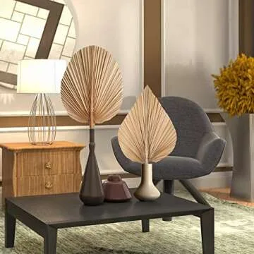 Natural Dried Palm Leaves Boho Palm Leaves Decor Heart Round Shape Palm Fans Tropical Palm Leaves Decoration Dried Palm Leaves Decor for Holidays Weddings Party Kitchen (Heart Shape, Round Shape, 6)