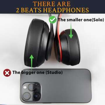 SoloWIT Earpads Cushions Replacement for Beats Solo 2 & Solo 3 Wireless On-Ear Headphones, Solo2 Solo3 Ear Pads with Soft Protein Leather, Added Thickness - (Black)