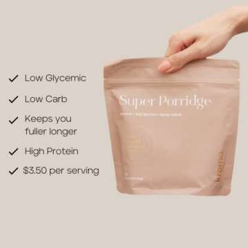 Kroma Super Porridge, Gluten Free, Chocho Plant Protein, Vegan Superfood Breakfast Cereal with Hemp Seeds, Cinnamon, Oats, Coconut, Healthy Fiber, and Other Organic Ingredients, 9 Servings