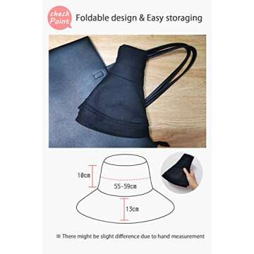 DRIONO Wide Brim Bucket Hat - UPF50+ Protection Travel Beach Sun Hat with Semi-Rigid Adjustable Foldable Brim -Black