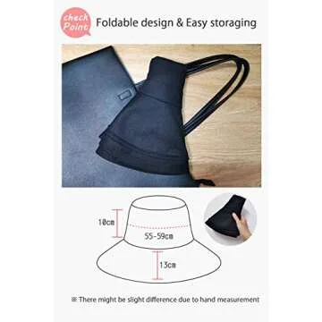 DRIONO Wide Brim Bucket Hat - UPF50+ Protection Travel Beach Sun Hat with Semi-Rigid Adjustable Foldable Brim -Black