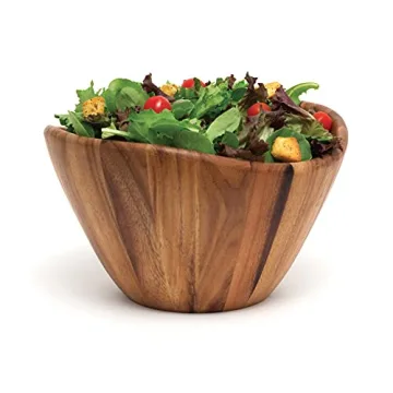 Large Acacia Wave Serving Bowl for Fruits & Salads