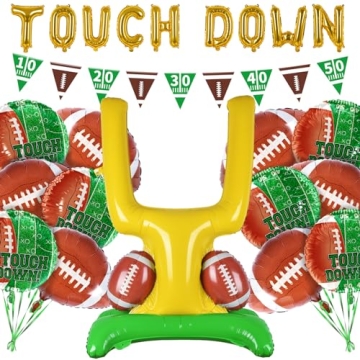 Football Party Supplies Kit - Touchdown Letter Balloons, Goal Post & Football Shaped Foil Balloons, ...
