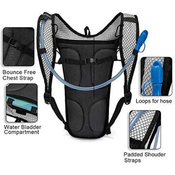 Lightweight Running Vest for Women and Men Hydration Backpack Pack with 1.5L Water Bladder Bag Running Gear Accessories for Hiking Trail Cycling Marathon