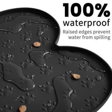PWTAA Dog Food Mat Anti-Slip Silicone Dog Bowl Mat Thicker Pet Placemat Waterproof Cat Feeder Pad with Raised Edge Puppy Kitten Feeding Mats Suitable Small Medium-Sized Dogs Cats Eating Tray