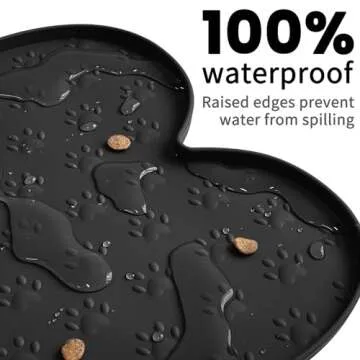 PWTAA Dog Food Mat Anti-Slip Silicone Dog Bowl Mat Thicker Pet Placemat Waterproof Cat Feeder Pad with Raised Edge Puppy Kitten Feeding Mats Suitable Small Medium-Sized Dogs Cats Eating Tray