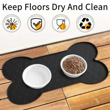 PWTAA Dog Food Mat Anti-Slip Silicone Dog Bowl Mat Thicker Pet Placemat Waterproof Cat Feeder Pad with Raised Edge Puppy Kitten Feeding Mats Suitable Small Medium-Sized Dogs Cats Eating Tray