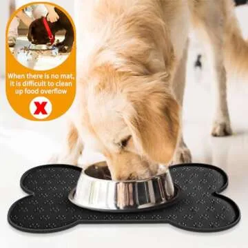 PWTAA Dog Food Mat Anti-Slip Silicone Dog Bowl Mat Thicker Pet Placemat Waterproof Cat Feeder Pad with Raised Edge Puppy Kitten Feeding Mats Suitable Small Medium-Sized Dogs Cats Eating Tray