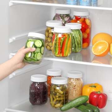 12 Pack REGULAR MOUTH Mason Jar Lids for Ball, Kerr and More - Plastic Storage Caps for Mason Jars, Canning Jars - Leakproof, Dishwasher Safe & Food Grade - White