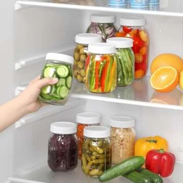 12 Pack REGULAR MOUTH Mason Jar Lids for Ball, Kerr and More - Plastic Storage Caps for Mason Jars, Canning Jars - Leakproof, Dishwasher Safe & Food Grade - White