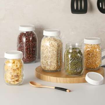 12 Pack REGULAR MOUTH Mason Jar Lids for Ball, Kerr and More - Plastic Storage Caps for Mason Jars, Canning Jars - Leakproof, Dishwasher Safe & Food Grade - White