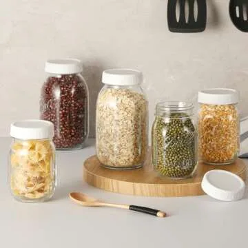 12 Pack REGULAR MOUTH Mason Jar Lids for Ball, Kerr and More - Plastic Storage Caps for Mason Jars, Canning Jars - Leakproof, Dishwasher Safe & Food Grade - White