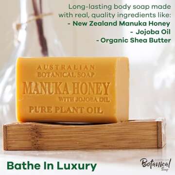 Australian Botanical Soap with Manuka Honey and Jojoba Oil - 6.6 OZ, Pack of 8