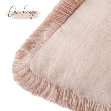 Foindtower Decorative Linen Fringe Pillow Covers - Set of 2