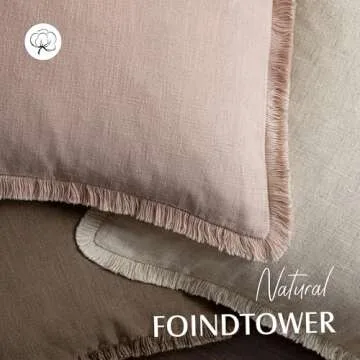 Foindtower Decorative Linen Fringe Pillow Covers - Set of 2
