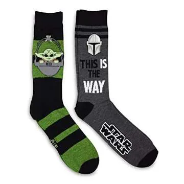 STAR WARS The Mandalorian This is The Way The Child Men's 2 Pack Crew Socks Black