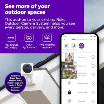 Roku Outdoor Camera (No Base) for Home Security - Security Camera with HD Night Vision, Works with G...