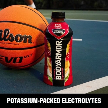 BODYARMOR Sports Drink Sports Beverage, Fruit Punch, Natural Flavors With Vitamins, Potassium-Packed Electrolytes, No Preservatives, Perfect For Athletes, 16 Fl Oz (Pack of 12)