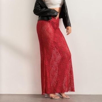 Elegant Lace Long A-line Midi Skirt for Summer Parties