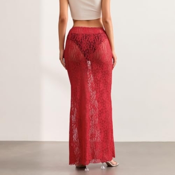 Elegant Lace Long A-line Midi Skirt for Summer Parties