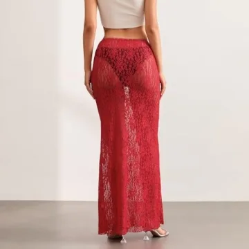 Elegant Lace Long A-line Midi Skirt for Summer Parties
