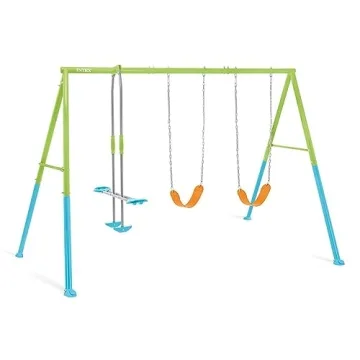 INTEK 44121E Heavy Duty Backyard Swing Set: Two Swings & Glider!