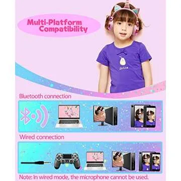 SVYHUOK Unicorn Kids Bluetooth Headphones for Girls,Teens,Boys,Wireless Cat Headset for Smartphones Tablet Laptop PC TV,with Mic and Adjustable Headband,Perfect for Birthday and Xmas gifts.