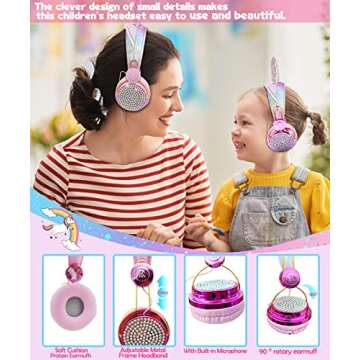 SVYHUOK Unicorn Kids Bluetooth Headphones for Girls,Teens,Boys,Wireless Cat Headset for Smartphones Tablet Laptop PC TV,with Mic and Adjustable Headband,Perfect for Birthday and Xmas gifts.