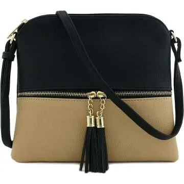 Stylish DELUXITY Lightweight Medium Crossbody Bag with Tassel