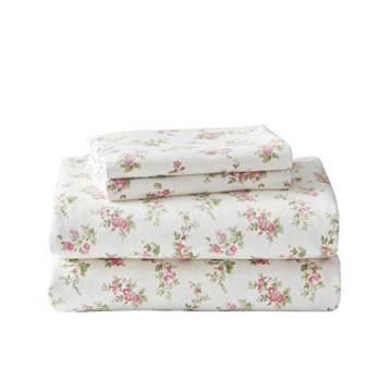 Laura Ashley Queen Cotton Flannel Bedding Set - Cozy & Elegant